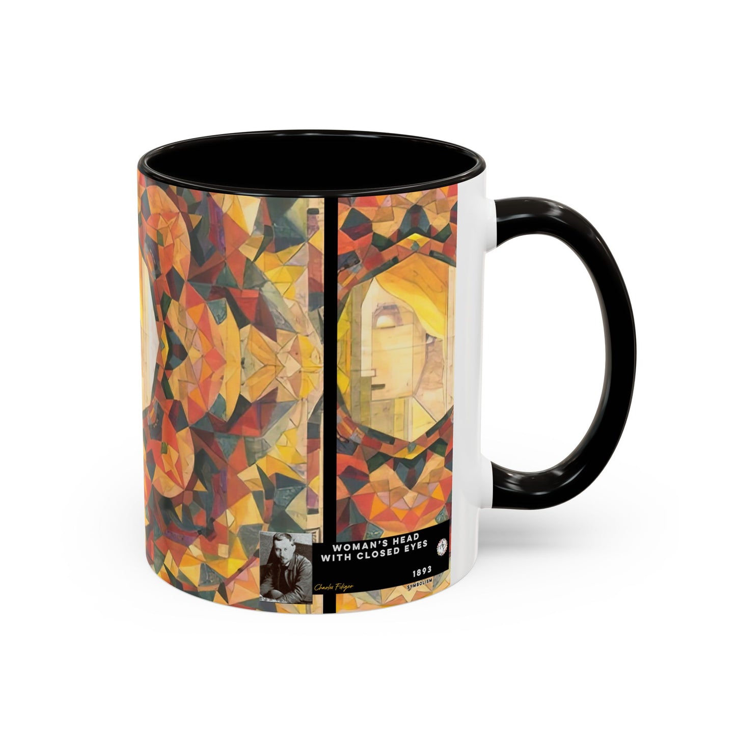 Filiger, Charles - Woman’s Head with Closed Eyes (1893) - Colorful Accent Mugs