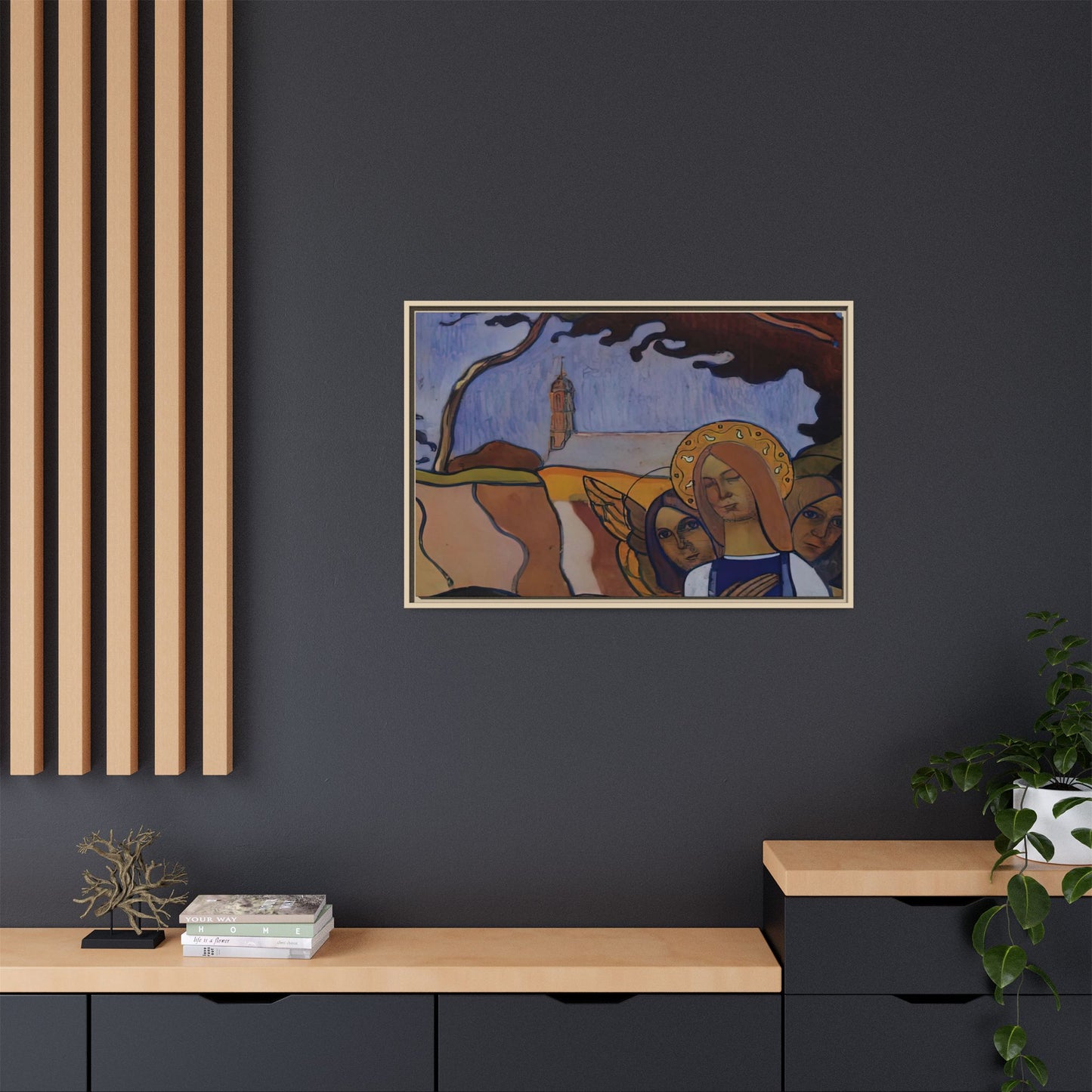 Filiger, Charles - Virgin and Two Angels (1895) - Matte Canvas, Framed