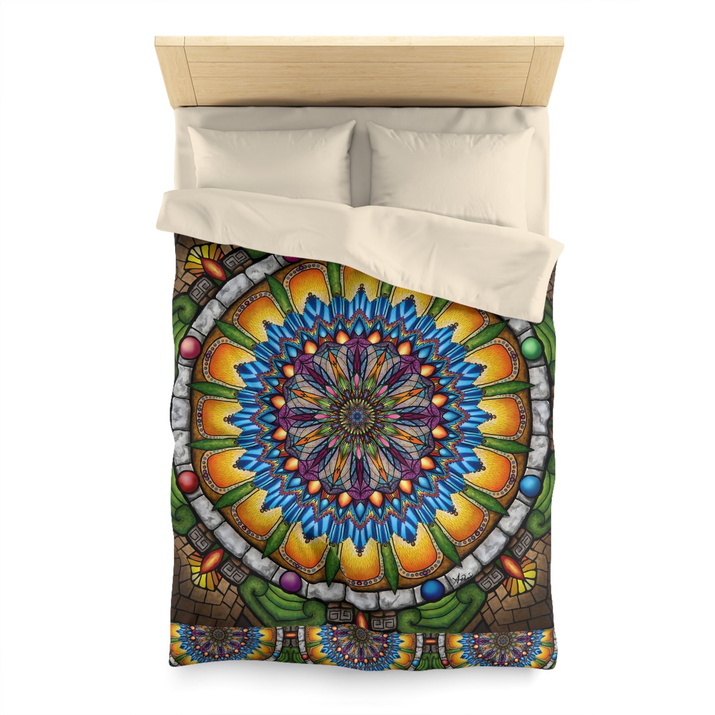 Pacio, Adam - Emerald Arrows Mandala - Microfiber Duvet Cover
