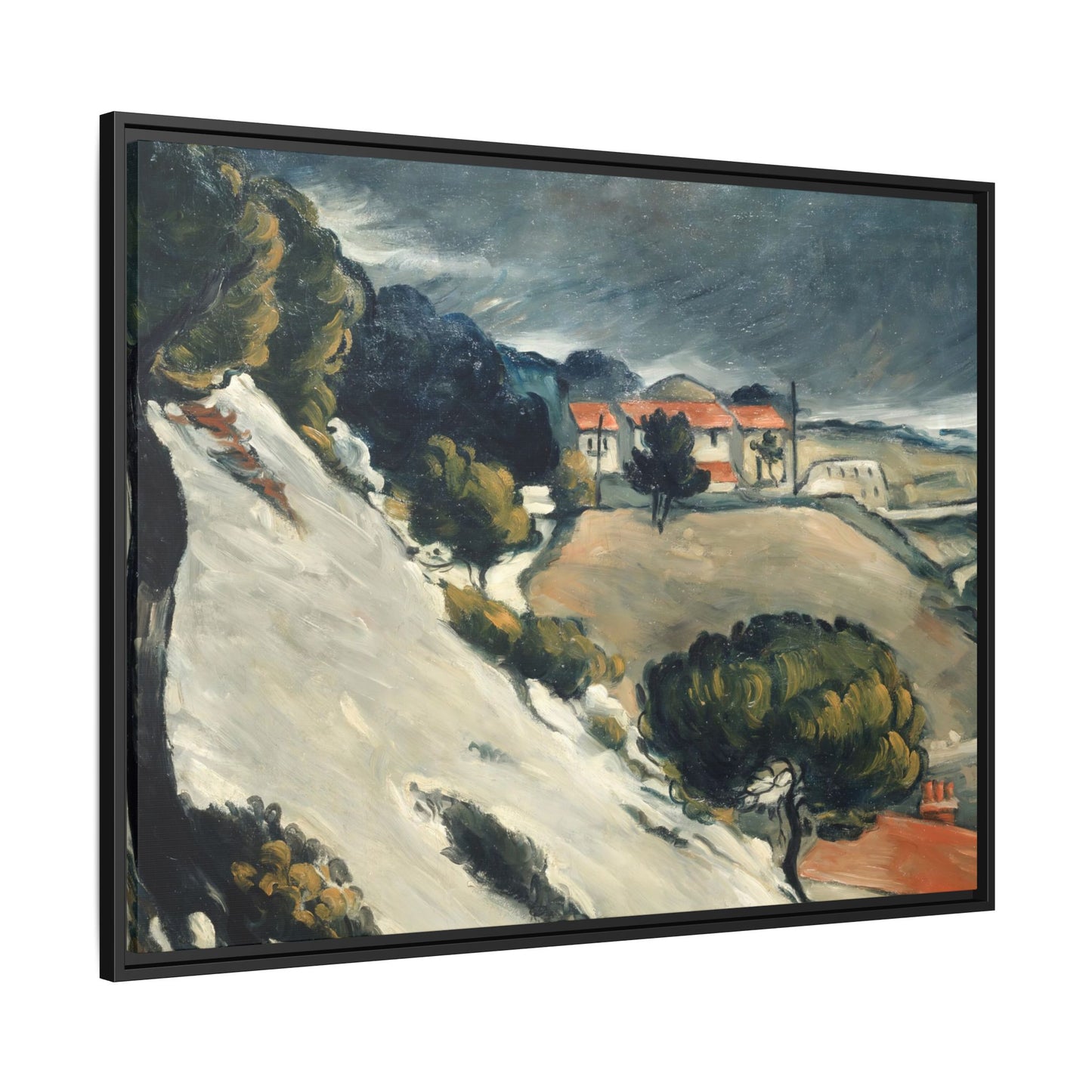 Cézanne, Paul - L’Estaque, Melting Snow (1870) - Matte Canvas, Framed