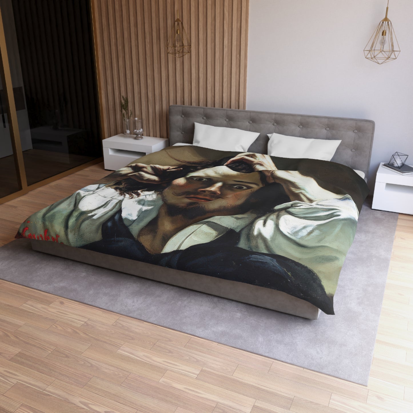 Courbet, Gustave - The Desperate Man (1843) - Microfiber Duvet Cover