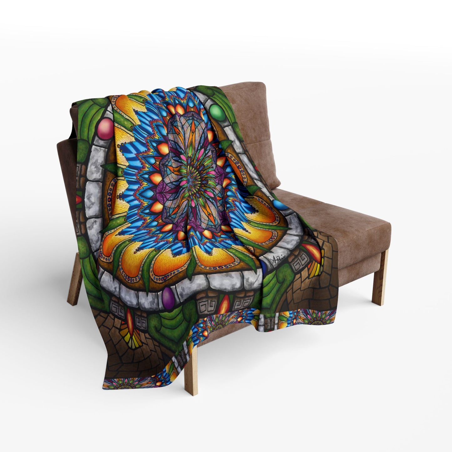 Pacio, Adam - Emerald Arrows Mandala - Arctic Fleece Blanket
