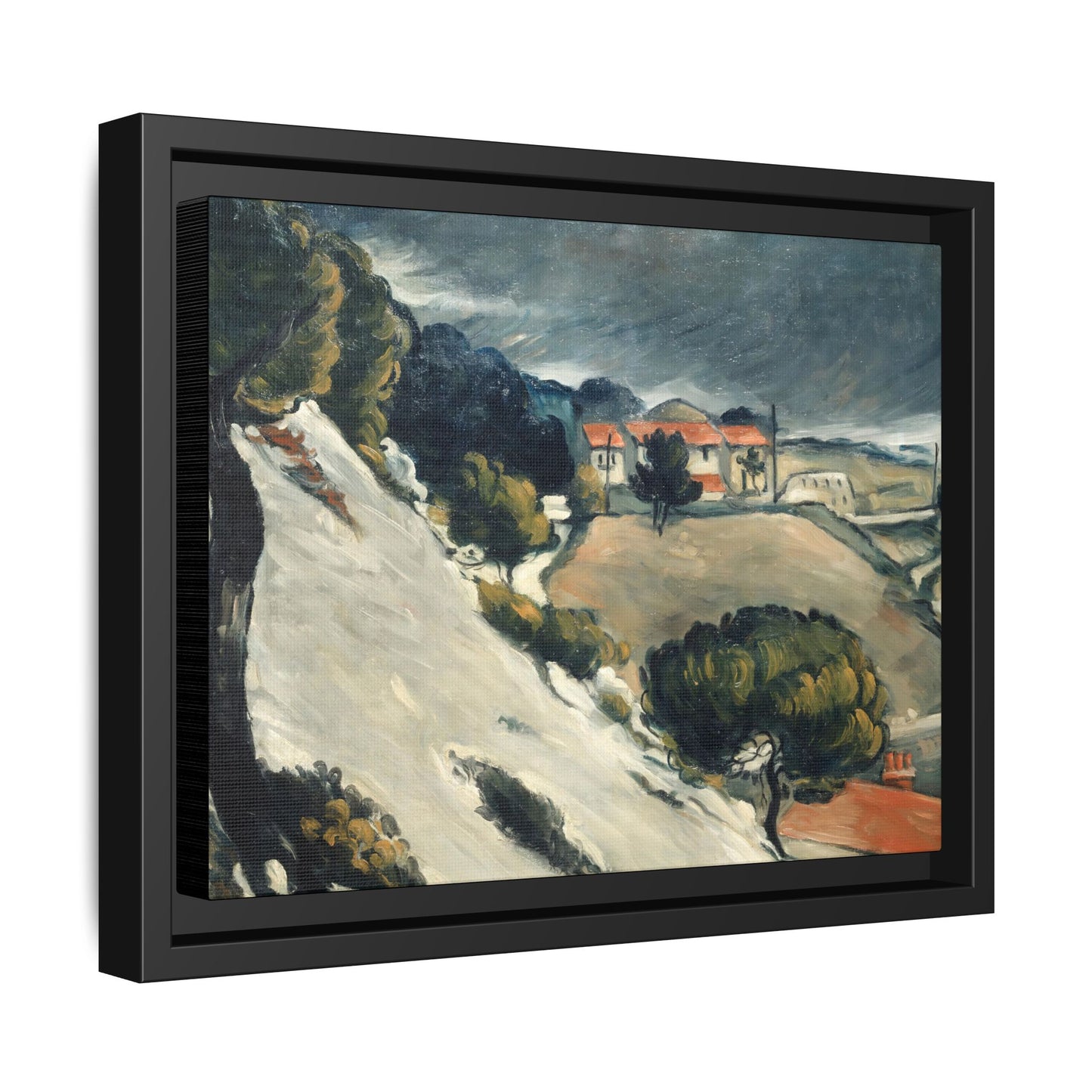 Cézanne, Paul - L’Estaque, Melting Snow (1870) - Matte Canvas, Framed
