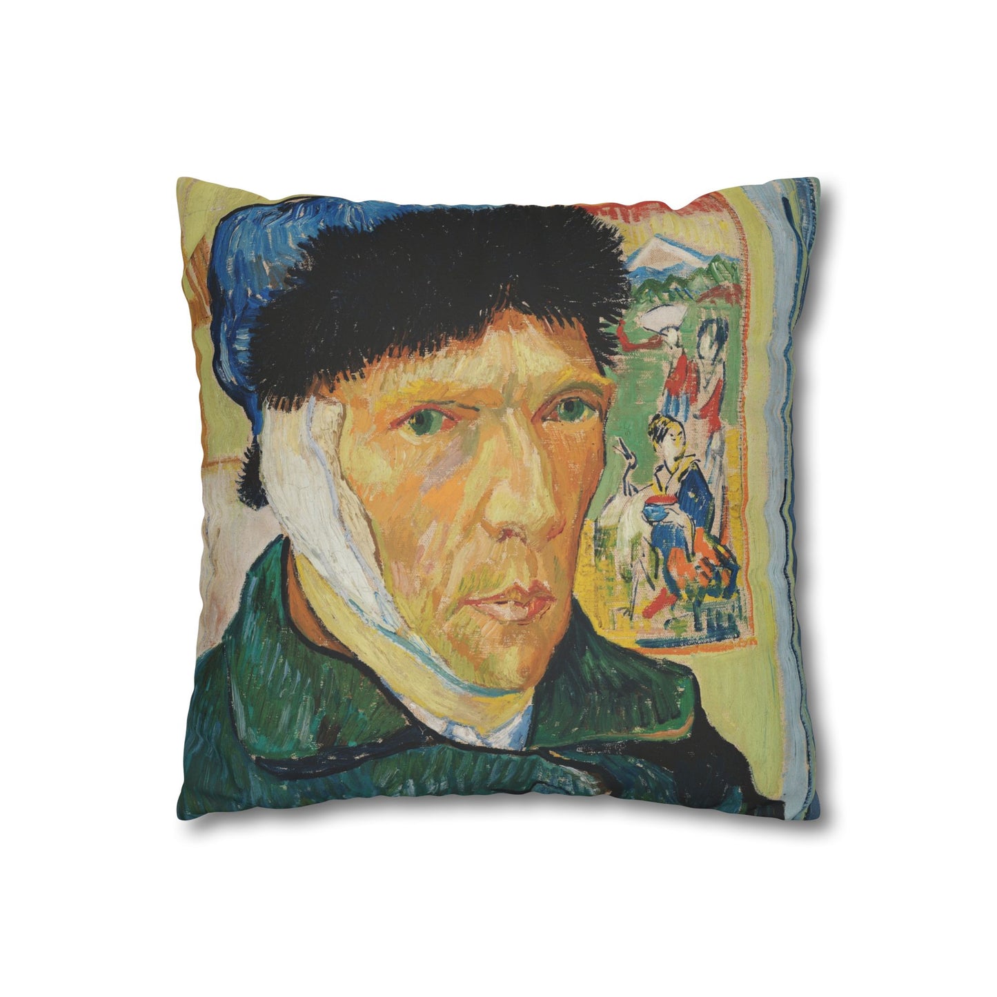 Van Gogh, Vincent - Self Portrait with Bandaged Ear (1889) - Suede Square Pillowcase