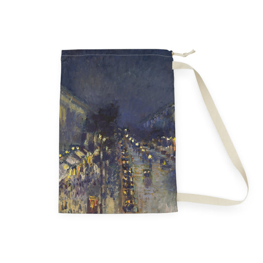 Pissarro, Camille - The Boulevard Montmartre At Night (1897) - Laundry Bag