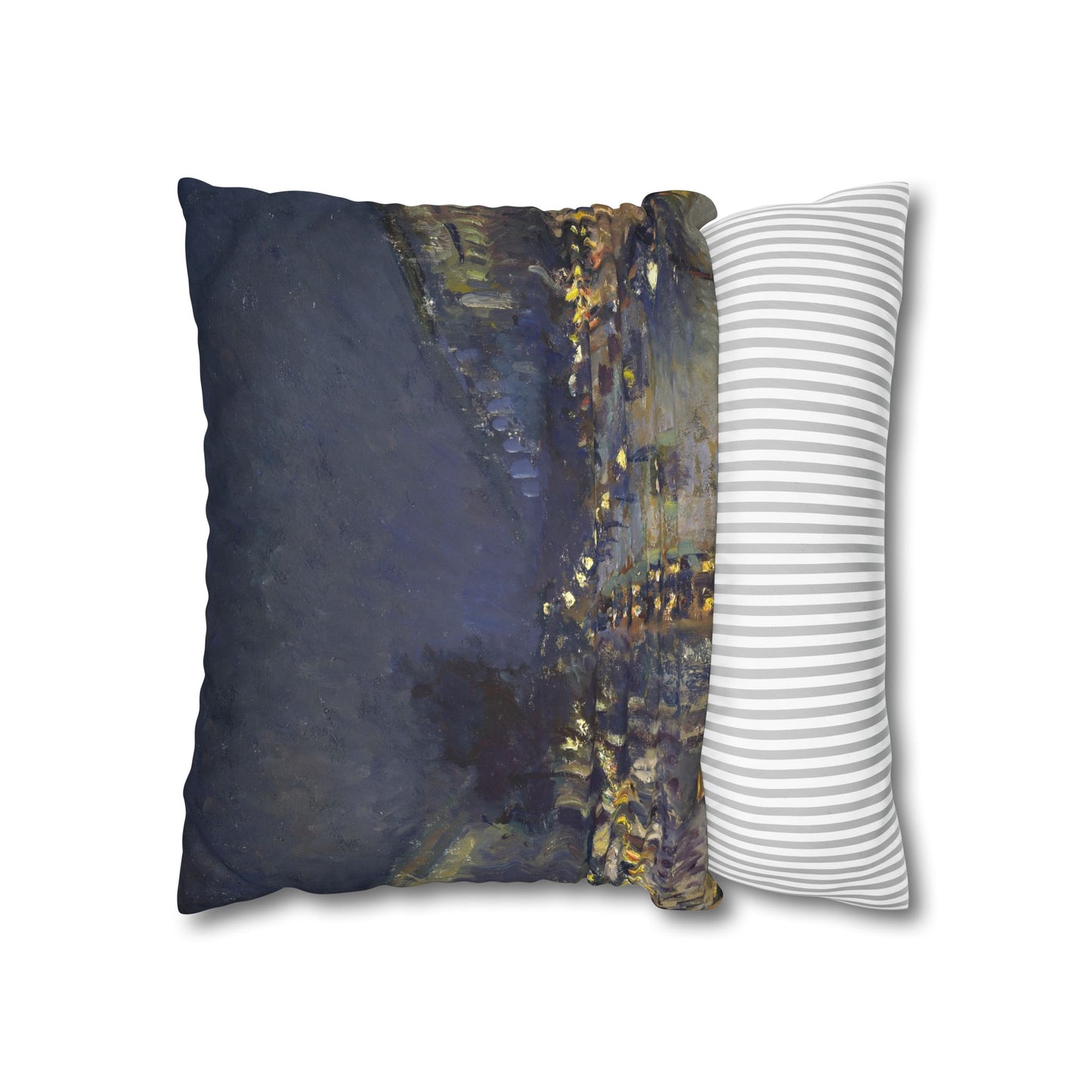 Pissarro, Camille - The Boulevard Montmartre At Night (1897) - Suede Square Pillowcase
