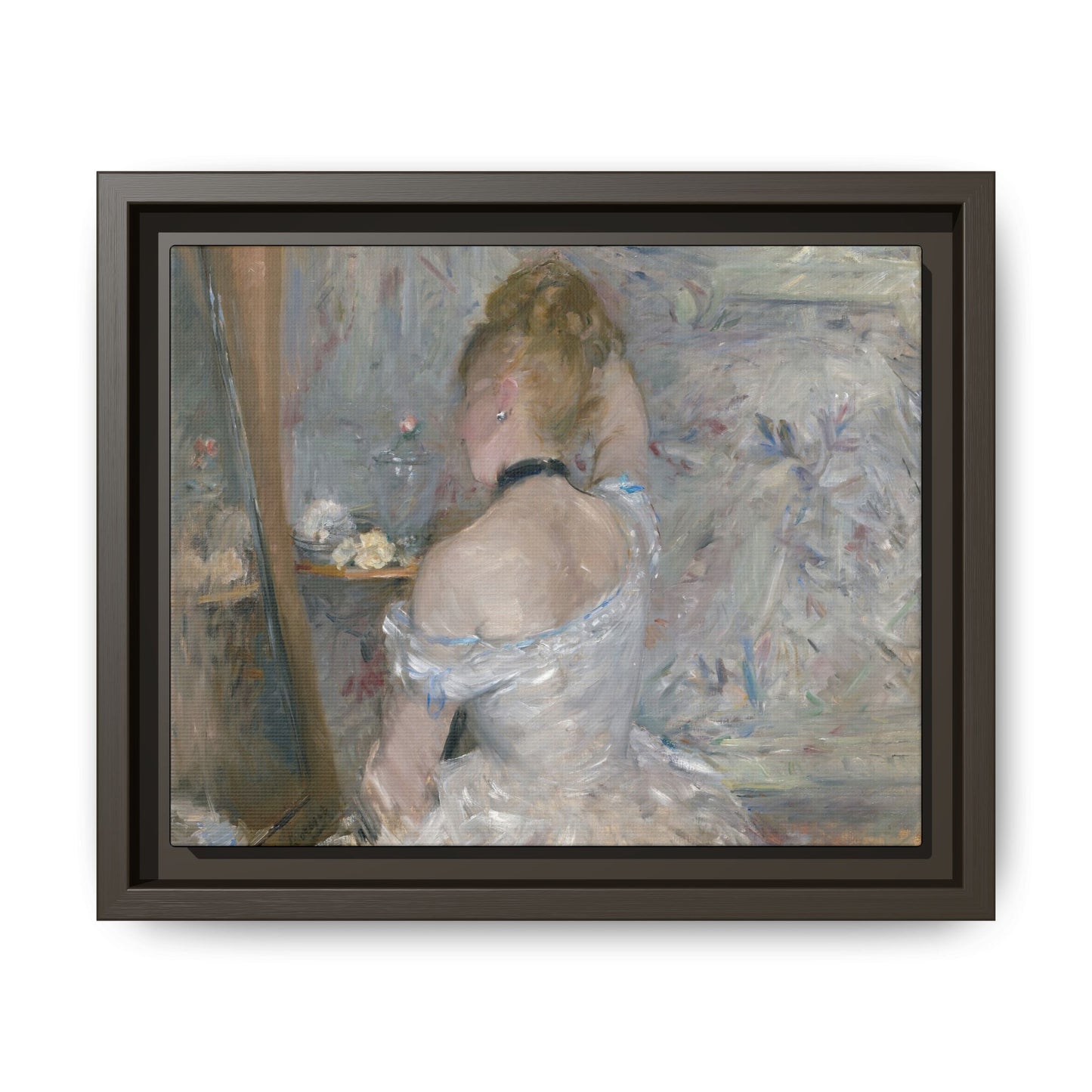 Morisot, Berthe - Woman at Her Toilette (1880) - Matte Canvas, Framed