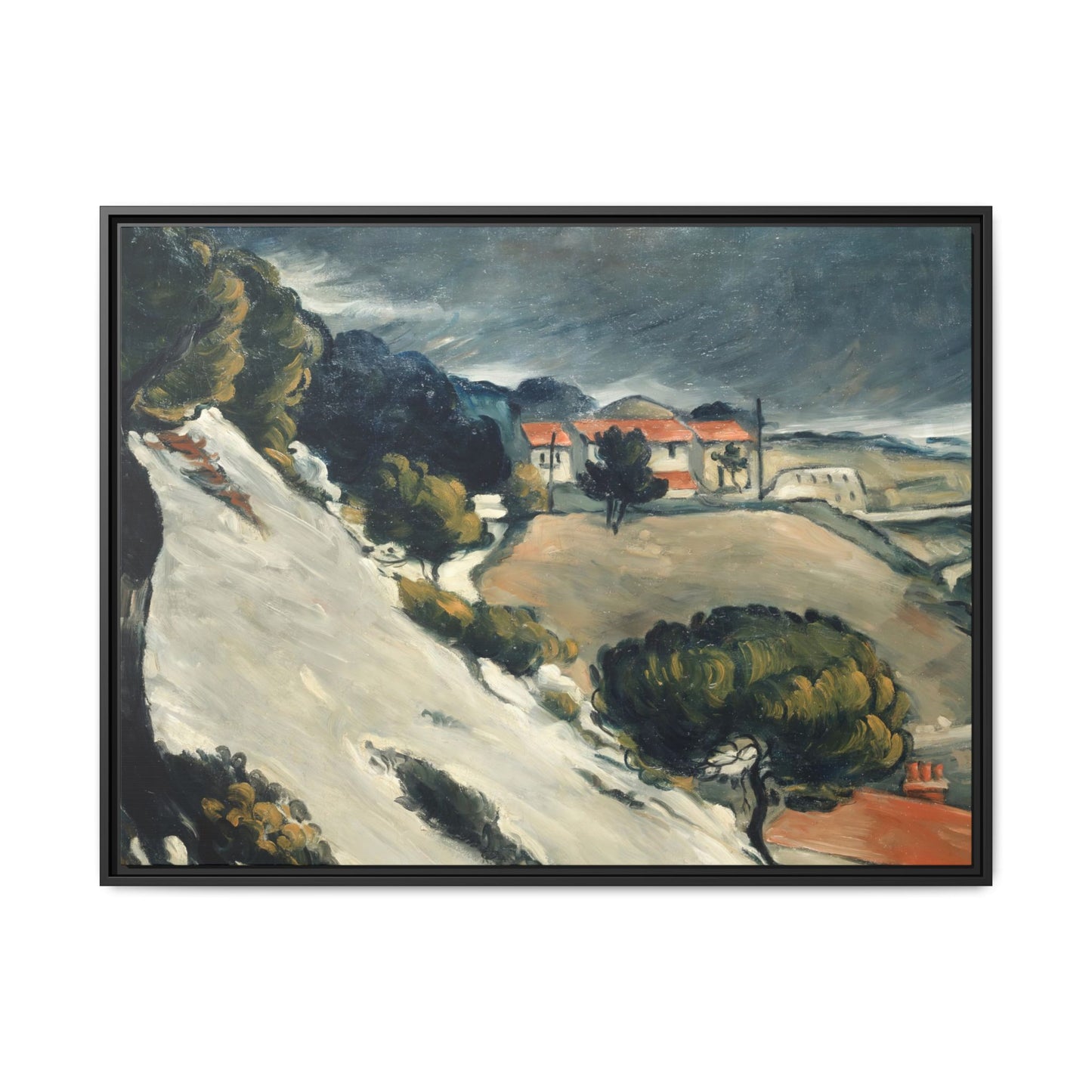 Cézanne, Paul - L’Estaque, Melting Snow (1870) - Matte Canvas, Framed