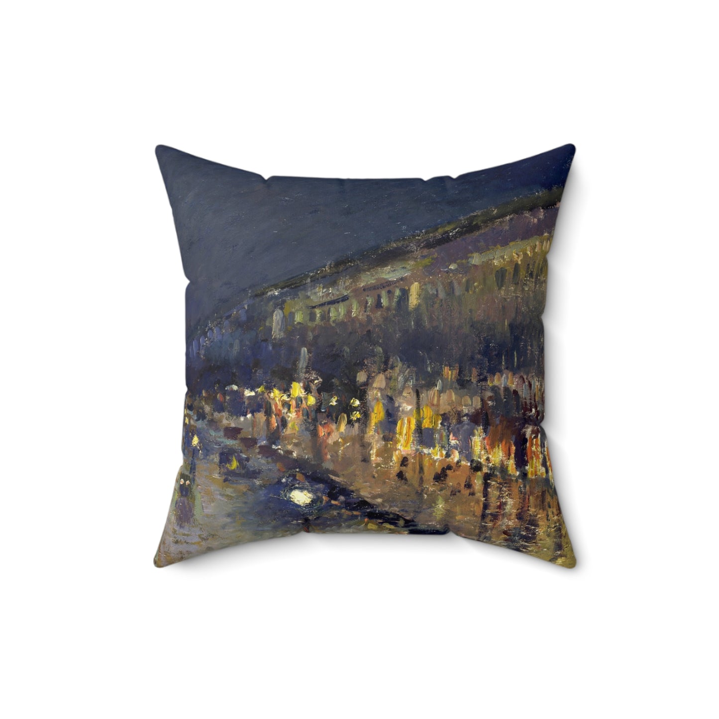 Pissarro, Camille - The Boulevard Montmartre At Night (1897) - Suede Square Pillow