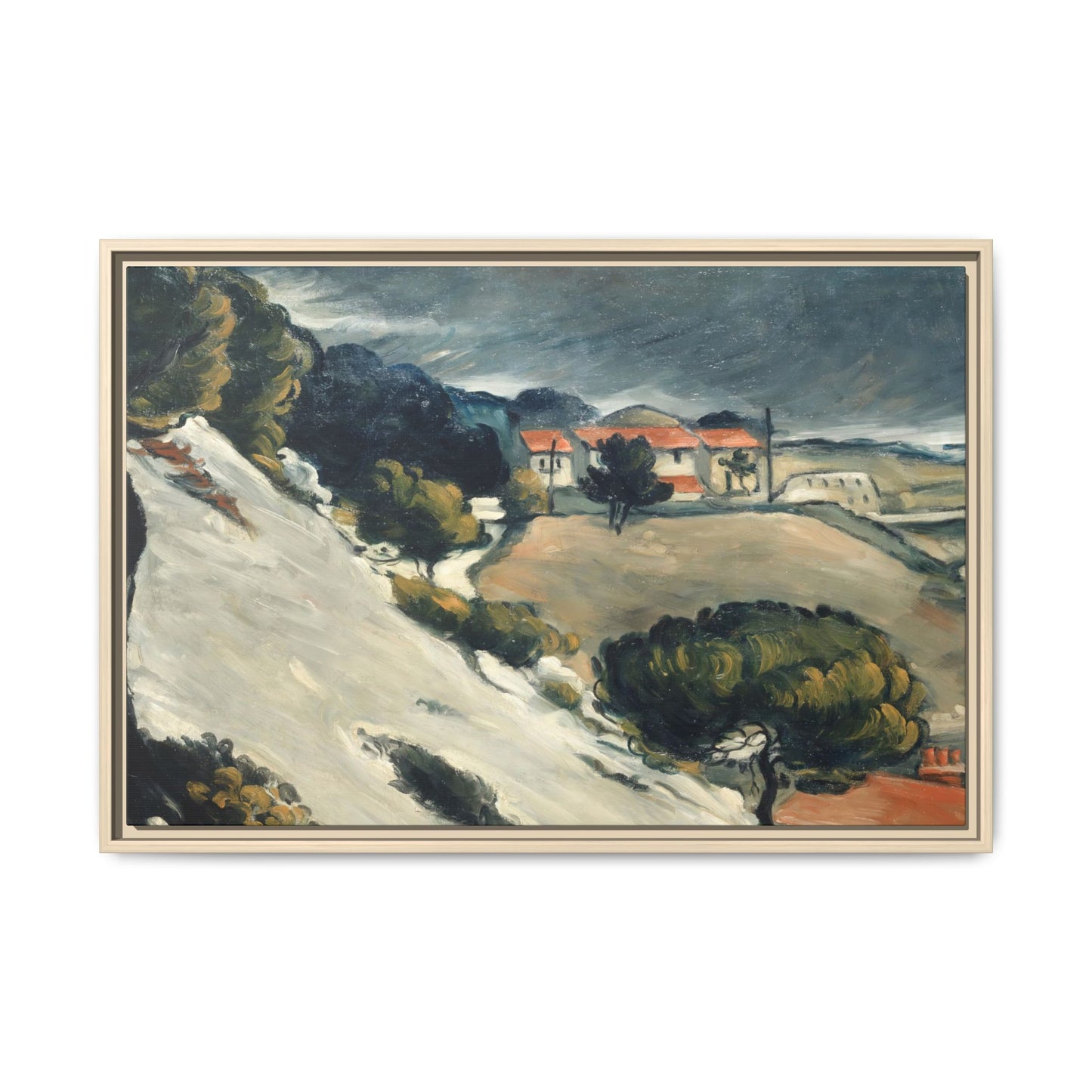 Cézanne, Paul - L’Estaque, Melting Snow (1870) - Matte Canvas, Framed