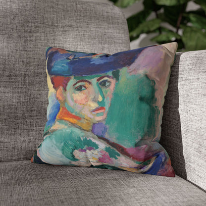 Matisse, Henri - Woman with a Hat (1905) - Suede Square Pillowcase