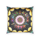 Obsidian Grandmothers Mandala - Poly Velvet Pillow