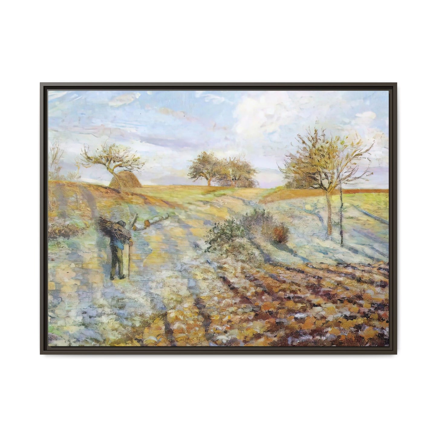 Pissarro, Camille - Hoarfrost (1873) - Matte Canvas, Framed