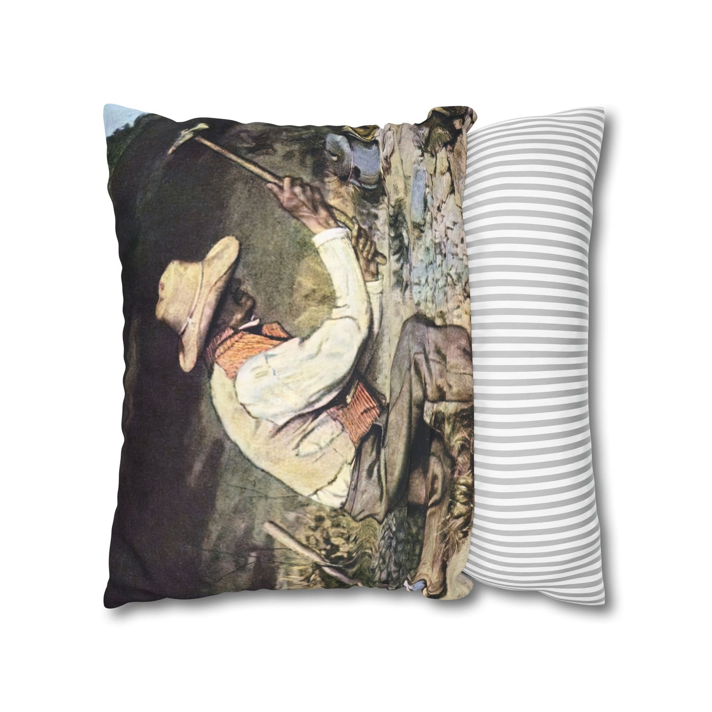 Courbet, Gustave - The Stone Breakers (1850) - Suede Square Pillowcase
