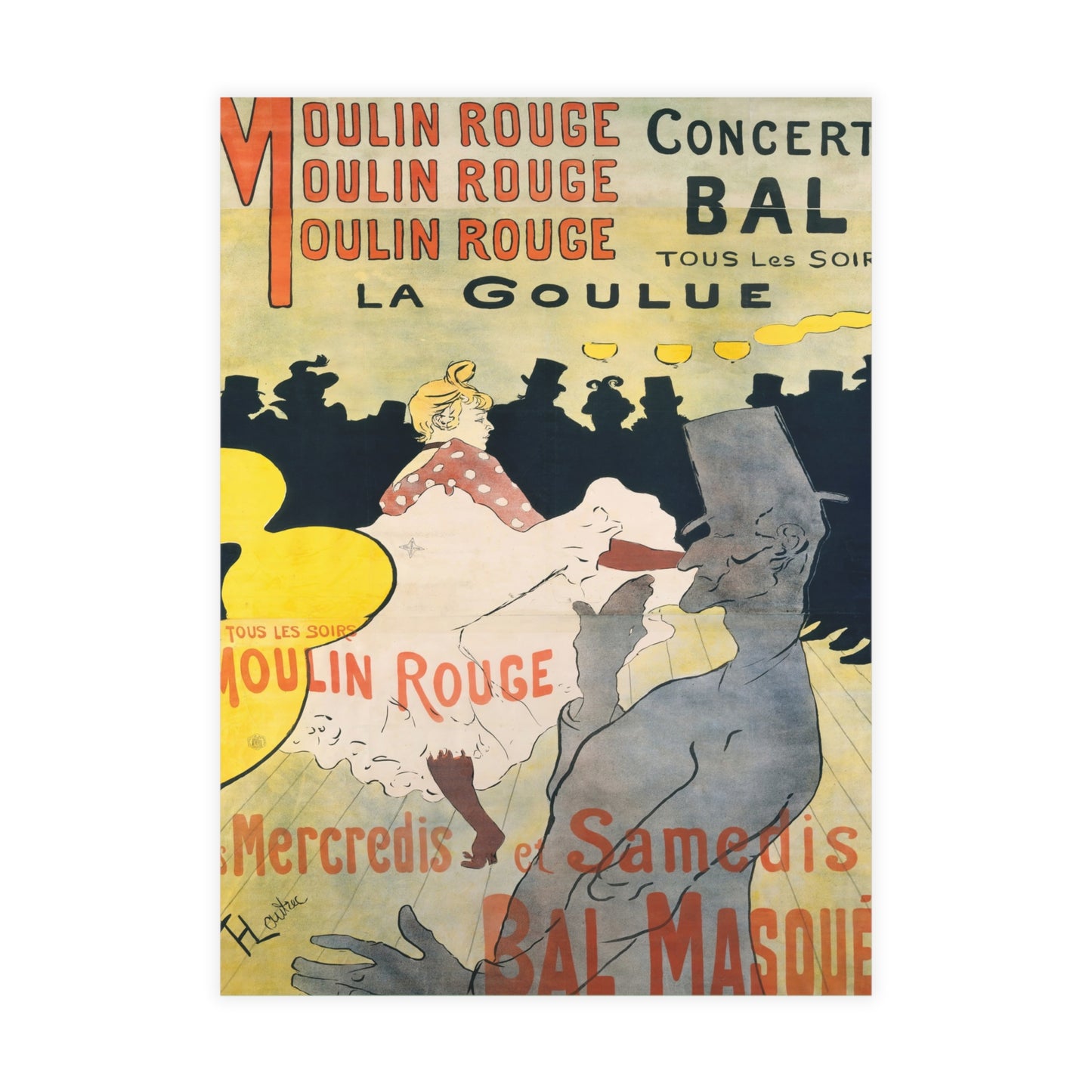 Toulouse-Lautrec, Henri - Moulin Rouge - La Goulue (1891) - Postcard Bundles with Envelopes Included