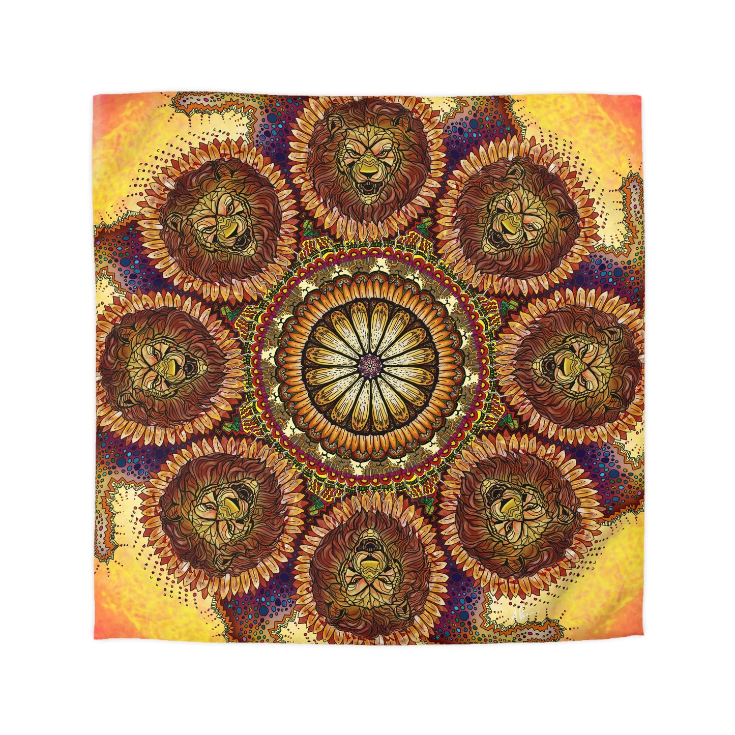 Lion Summer Mandala - Microfiber Duvet Cover