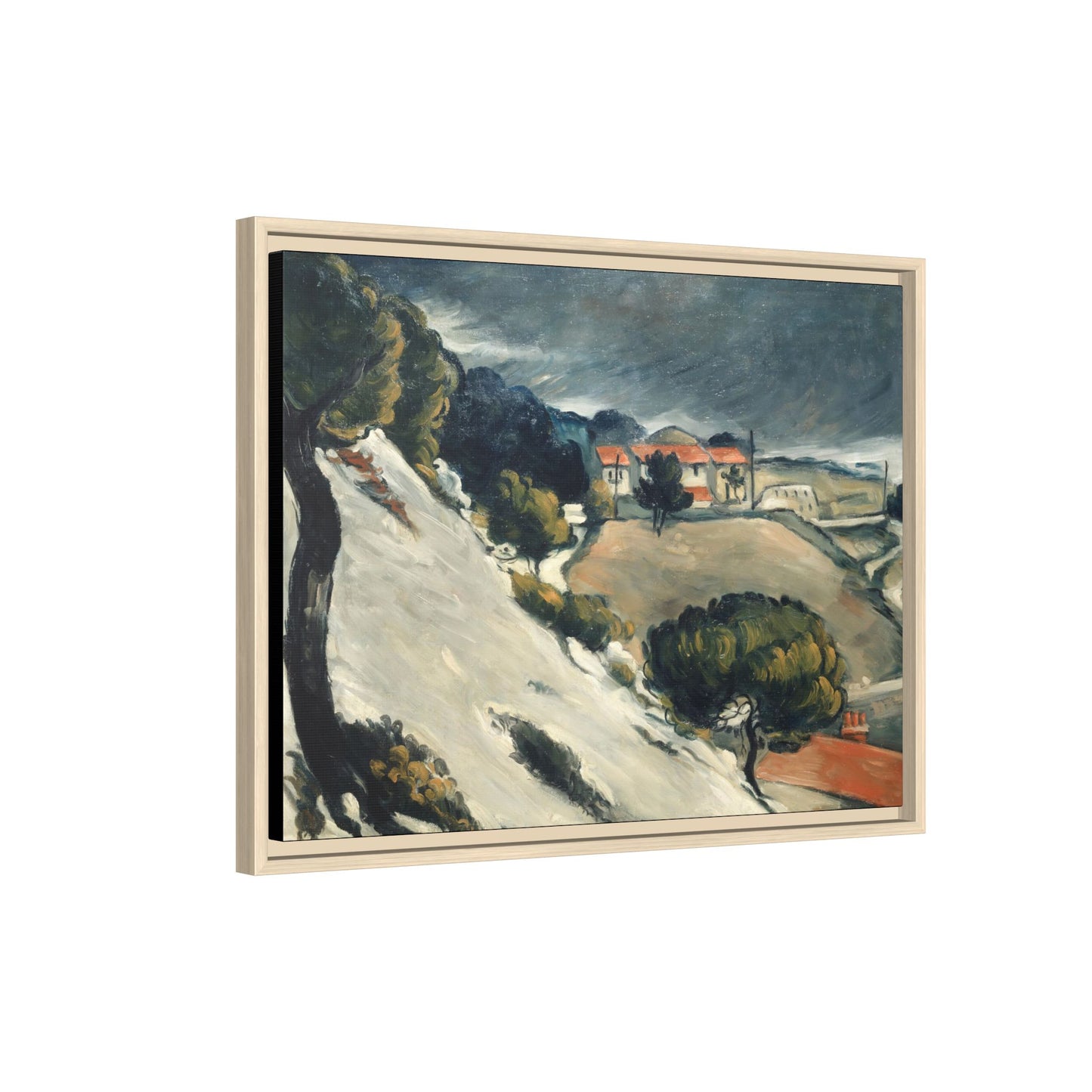 Cézanne, Paul - L’Estaque, Melting Snow (1870) - Matte Canvas, Framed