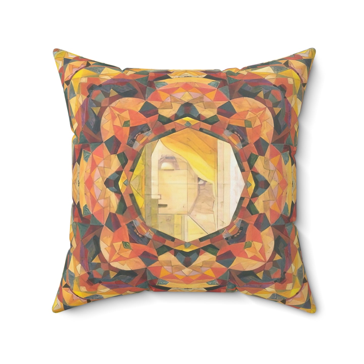 Filiger, Charles - Woman’s Head with Closed Eyes (1893) - Suede Square Pillow