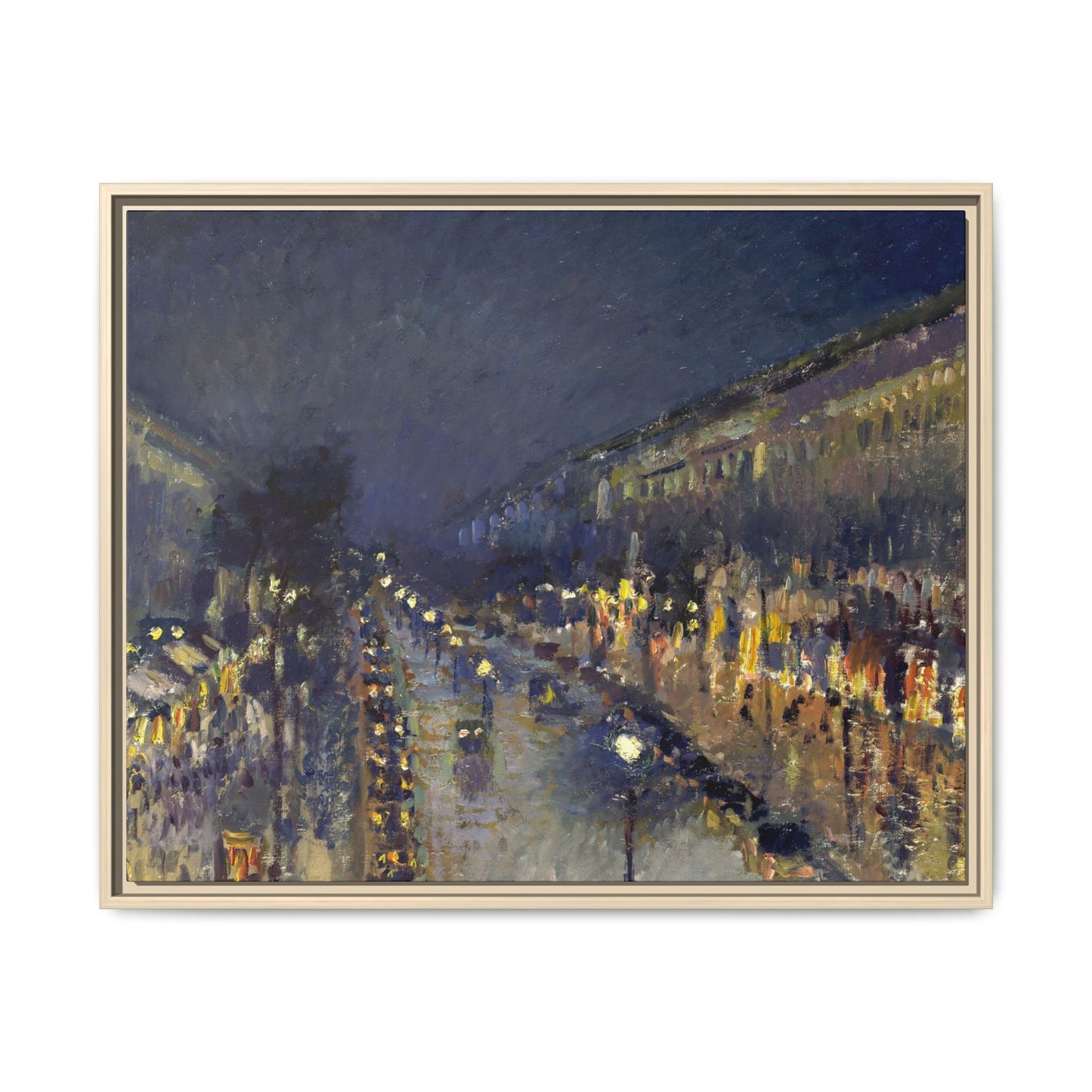 Pissarro, Camille - The Boulevard Montmartre At Night (1897) - Matte Canvas, Framed