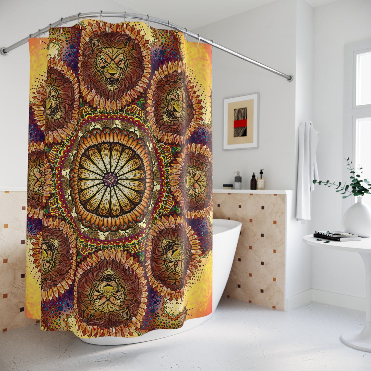 Lion Summer Mandala - Shower Curtains