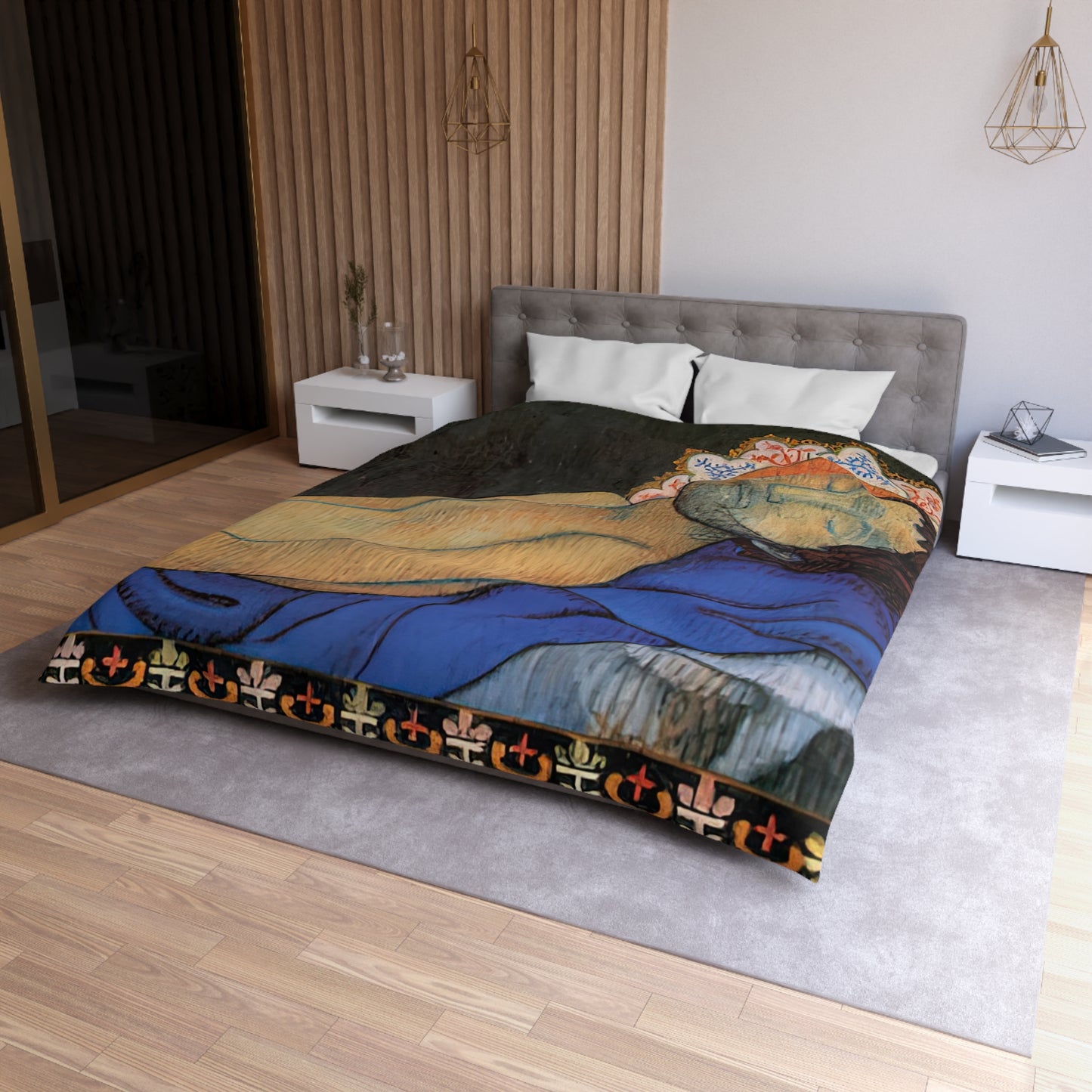 Filiger, Charles - The Recumbent Christ (1895) - Microfiber Duvet Cover