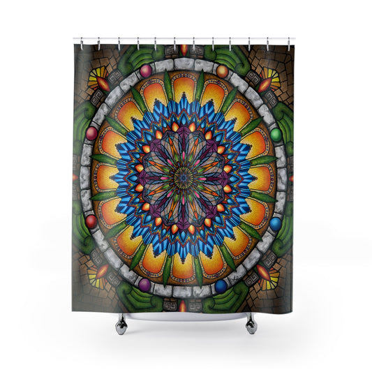 Emerald Arrows Mandala - Shower Curtains