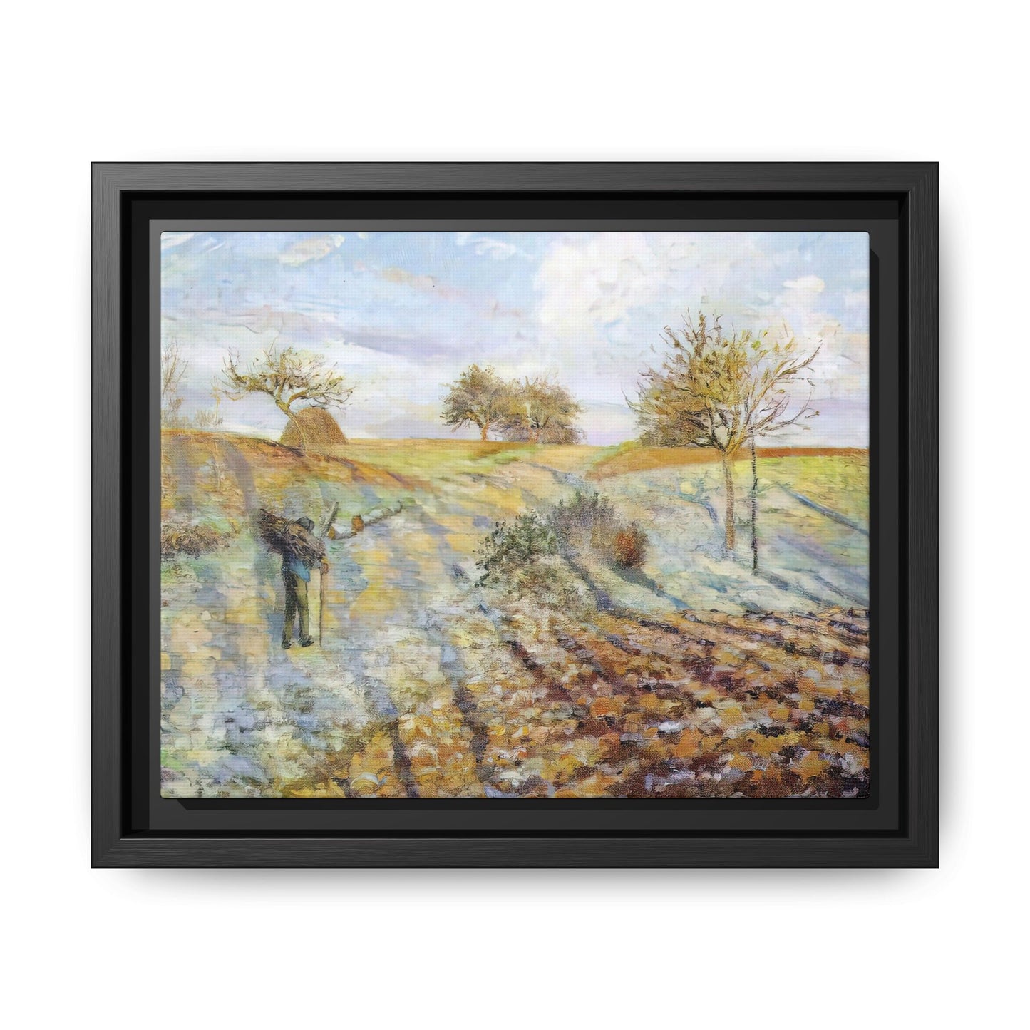 Pissarro, Camille - Hoarfrost (1873) - Matte Canvas, Framed
