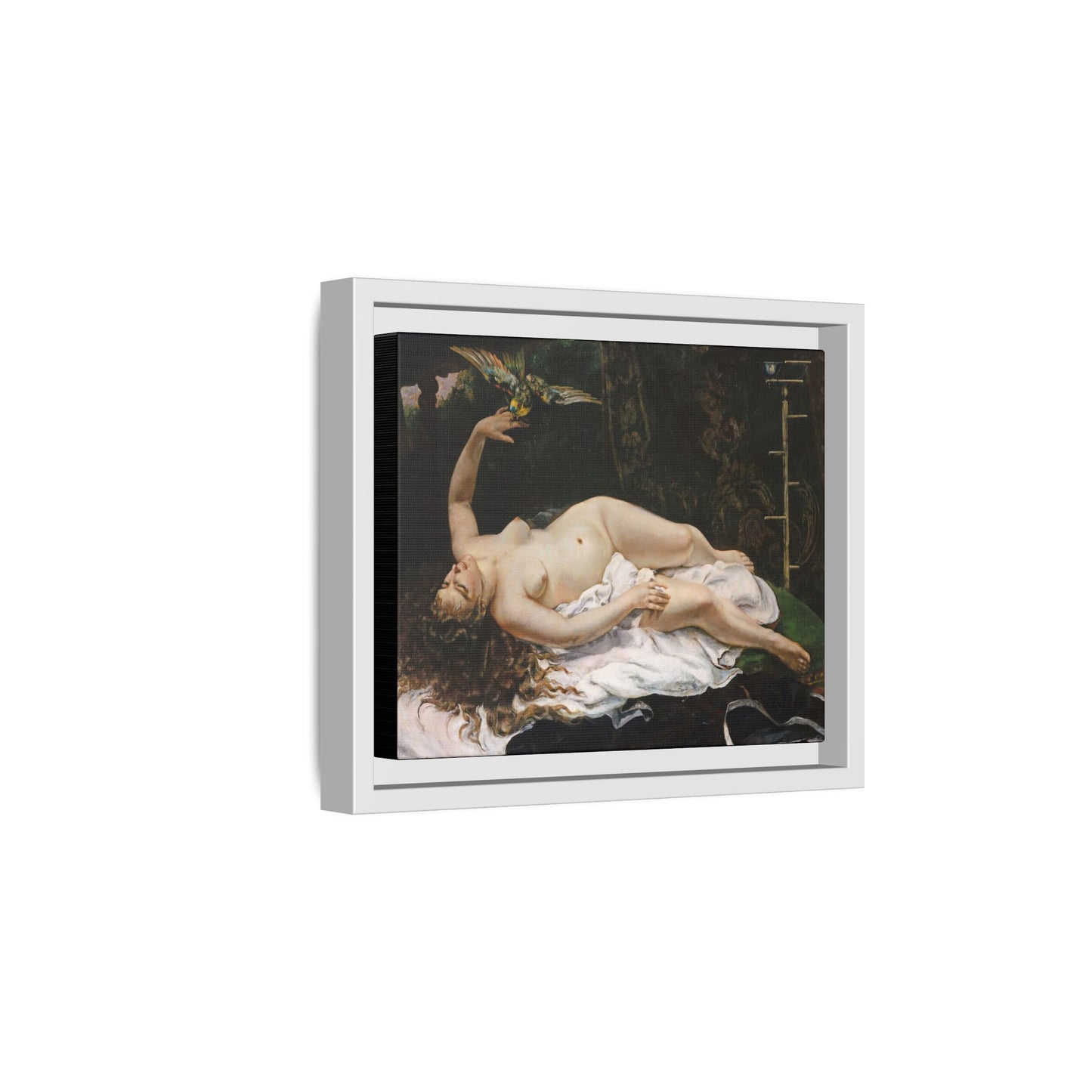 Courbet, Gustave - Woman with a Parrot (1866) - Matte Canvas, Framed
