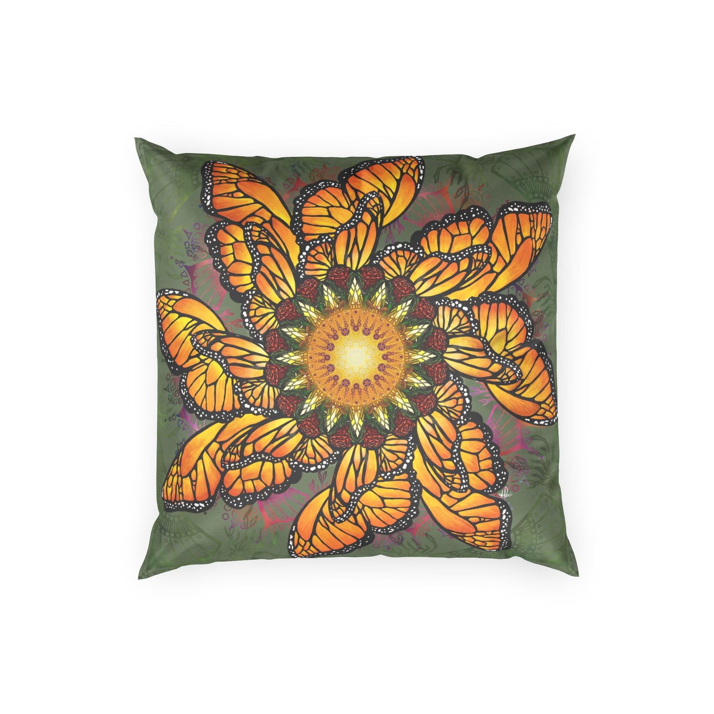 Pacio, Adam - Monarch Butterfly Mandala - Poly Velvet Pillow