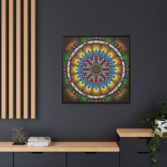 Emerald Arrows Mandala - Framed Matte Canvas