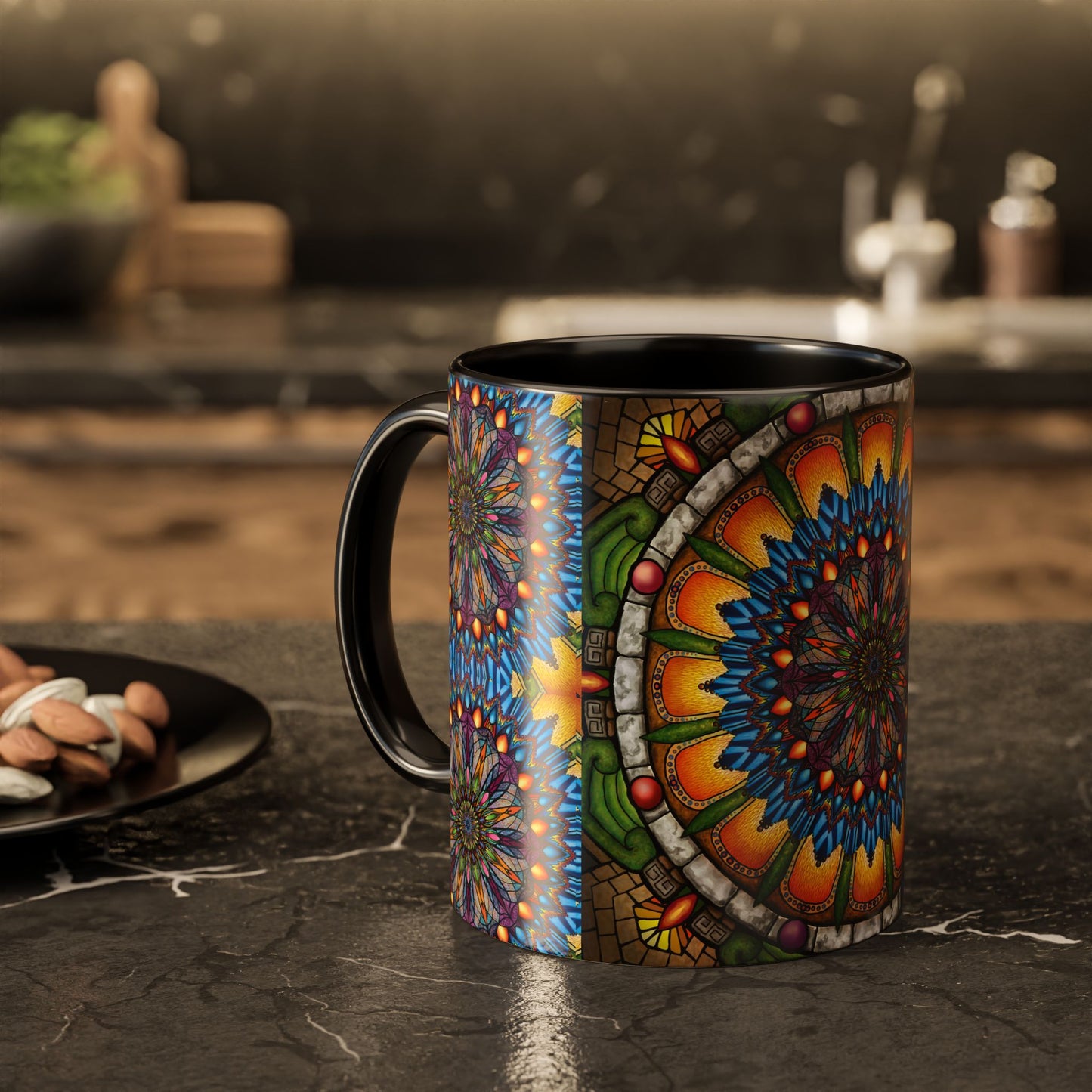 Pacio, Adam - Emerald Arrows Mandala - Colorful Accent Mugs