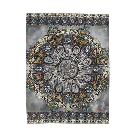 Memento Mori Mandala - Velveteen Plush Blanket