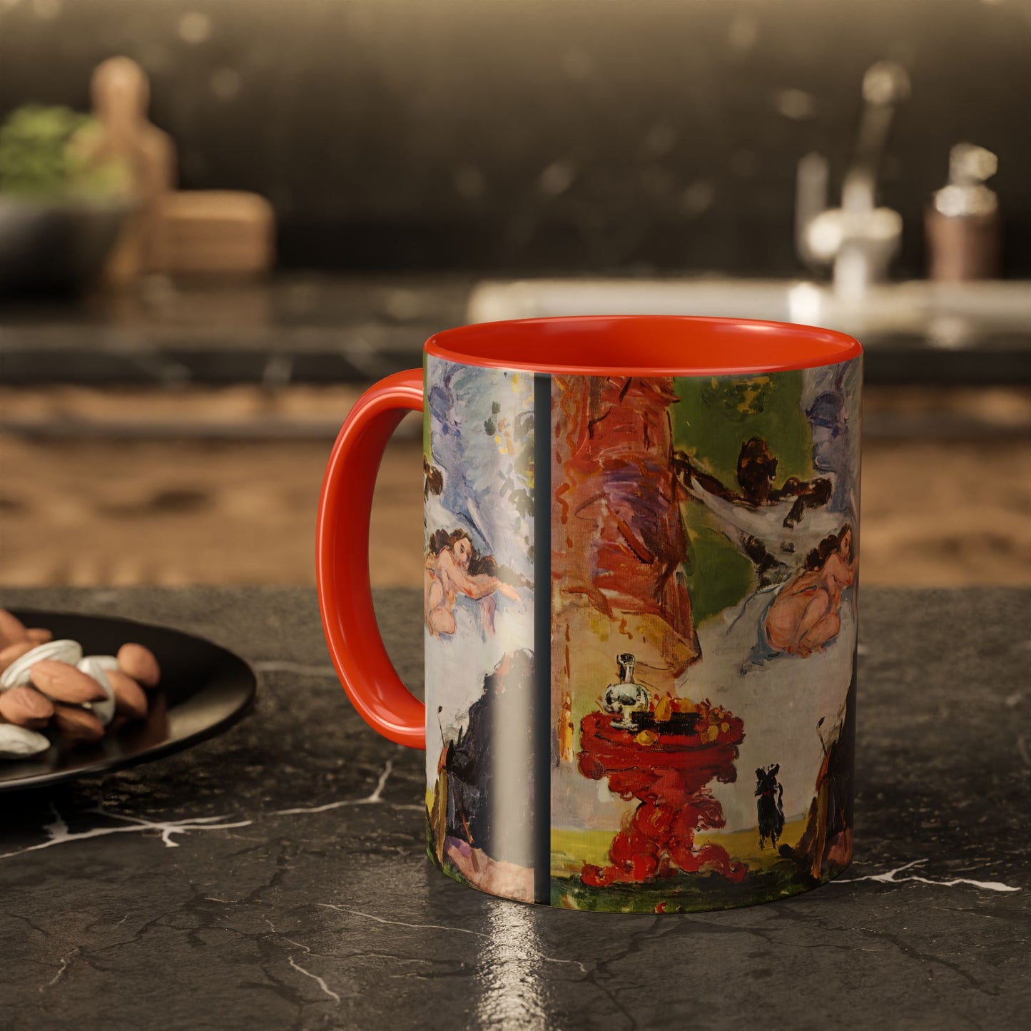 Cézanne, Paul - A Modern Olympia (1874) - Colorful Accent Mugs