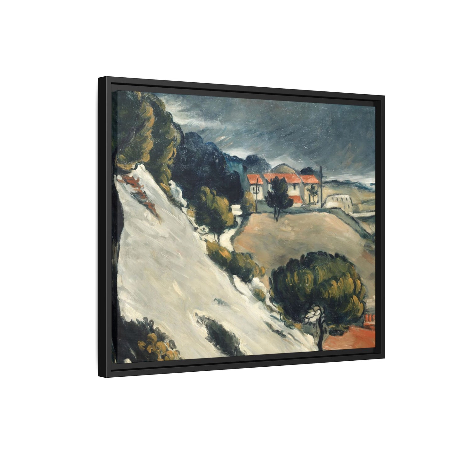 Cézanne, Paul - L’Estaque, Melting Snow (1870) - Matte Canvas, Framed