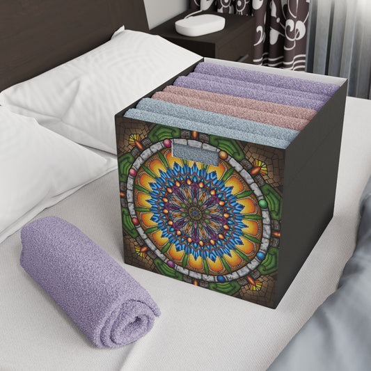 Emerald Arrows Mandala - Felt Storage Box