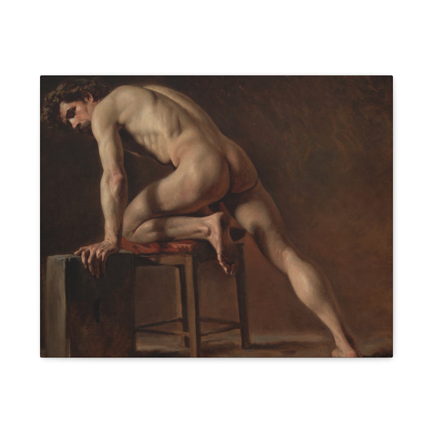 Courbet, Gustave - Study of a Nude Man (1840) - Canvas Block, unframed