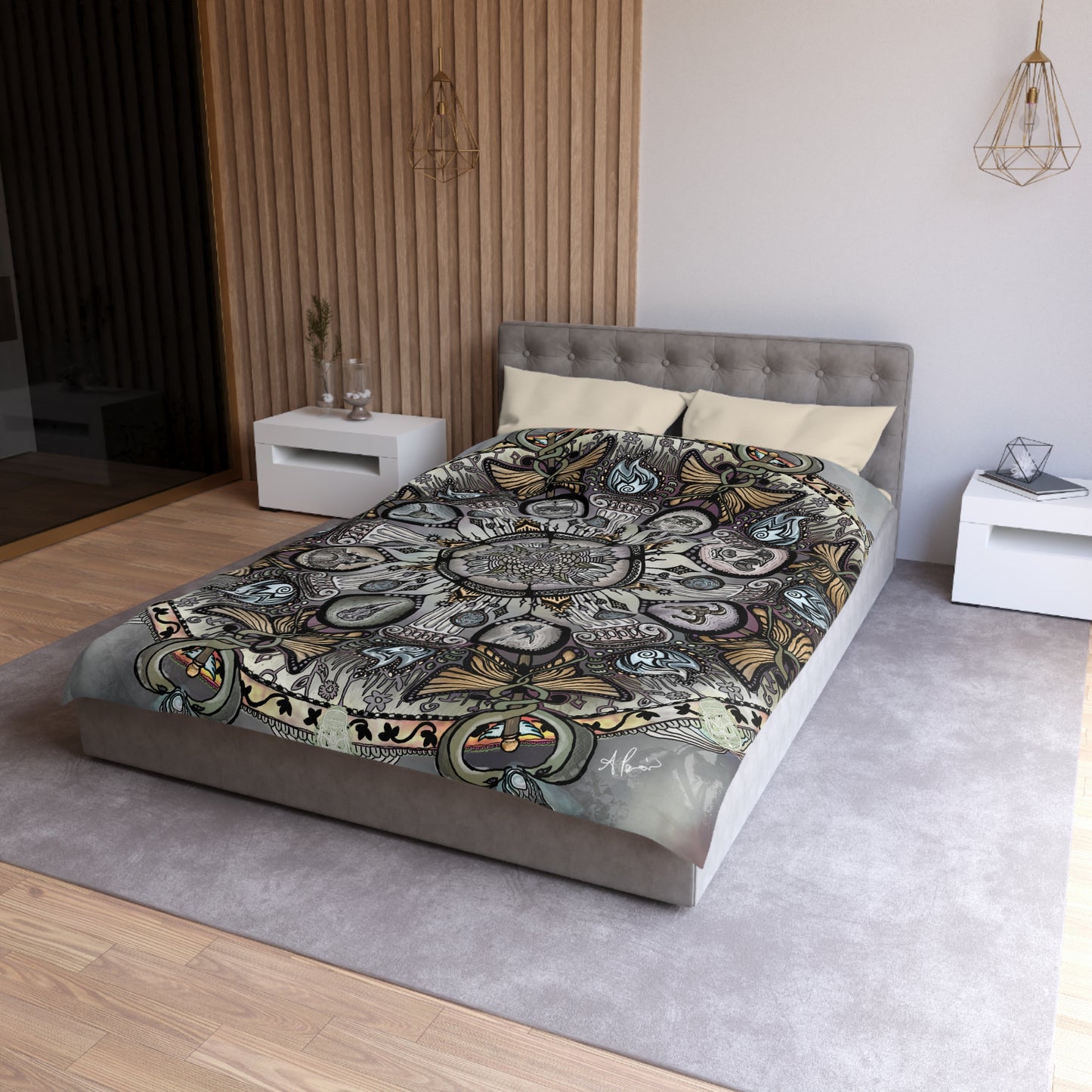 Pacio, Adam - Memento Mori Mandala - Microfiber Duvet Cover