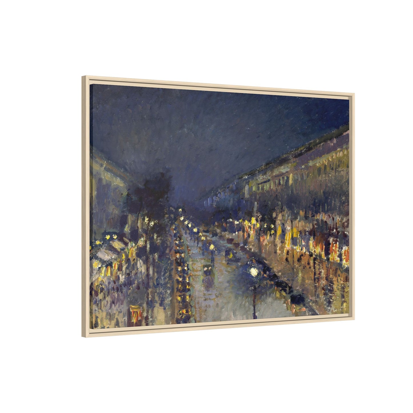 Pissarro, Camille - The Boulevard Montmartre At Night (1897) - Matte Canvas, Framed