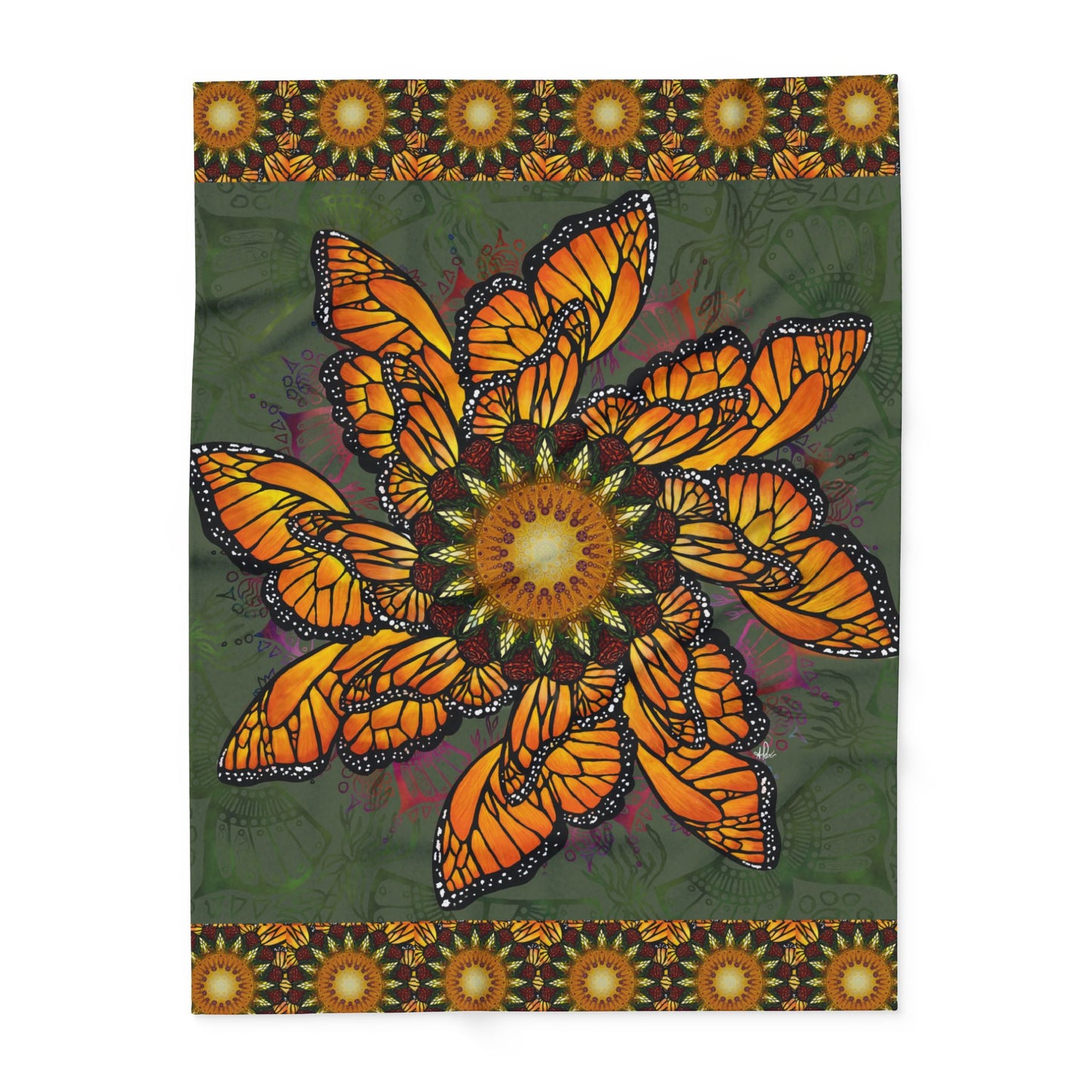 Pacio, Adam - Monarch Butterfly Mandala - Arctic Fleece Blanket