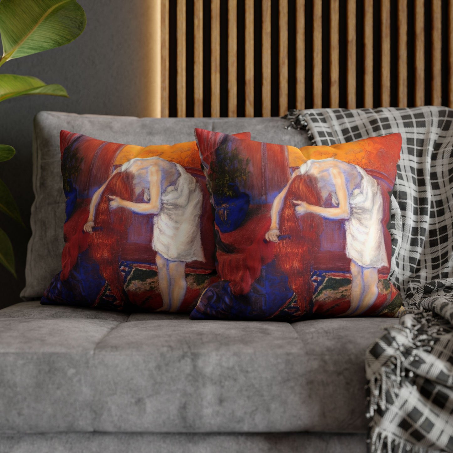Ranson, Paul - The Golden Head of Hair (1909) - Suede Square Pillowcase