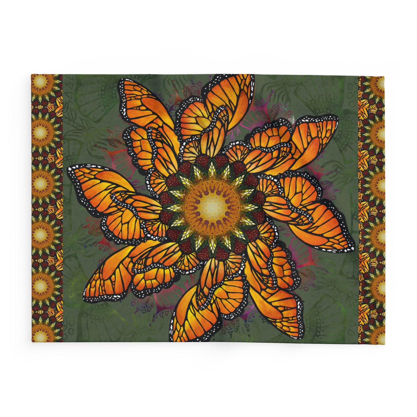 Pacio, Adam - Monarch Butterfly Mandala - Arctic Fleece Blanket