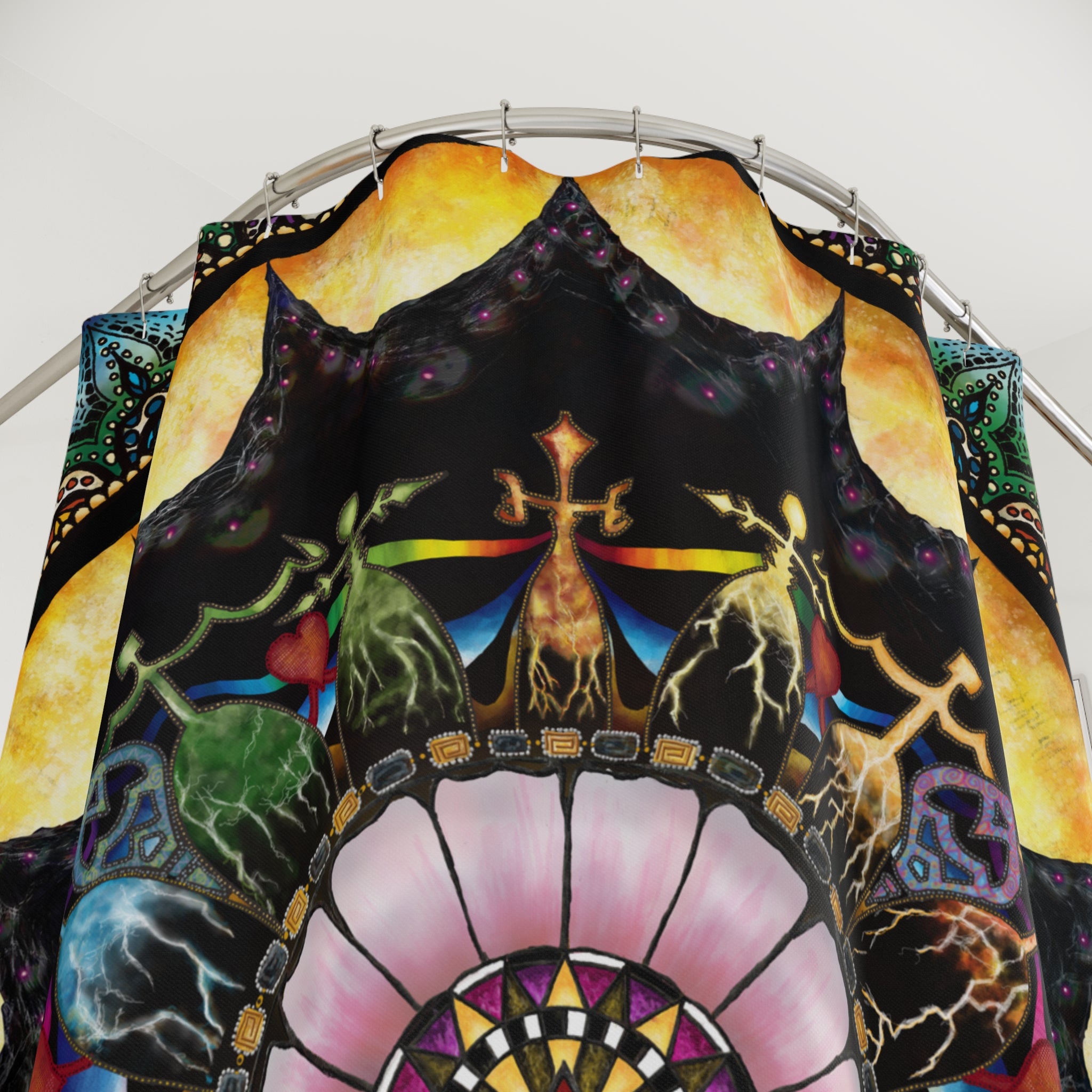 Obsidian Grandmothers Mandala - Shower Curtains