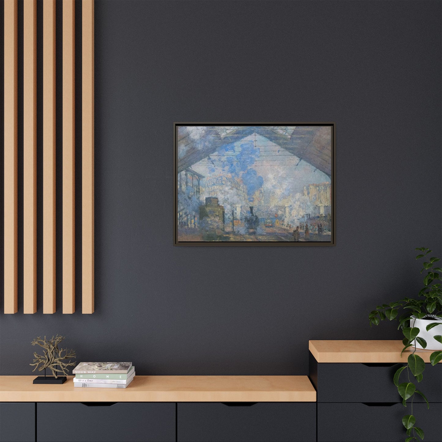 Monet, Claude - Le Gare Saint-Lazare (1877) - Matte Canvas, Framed