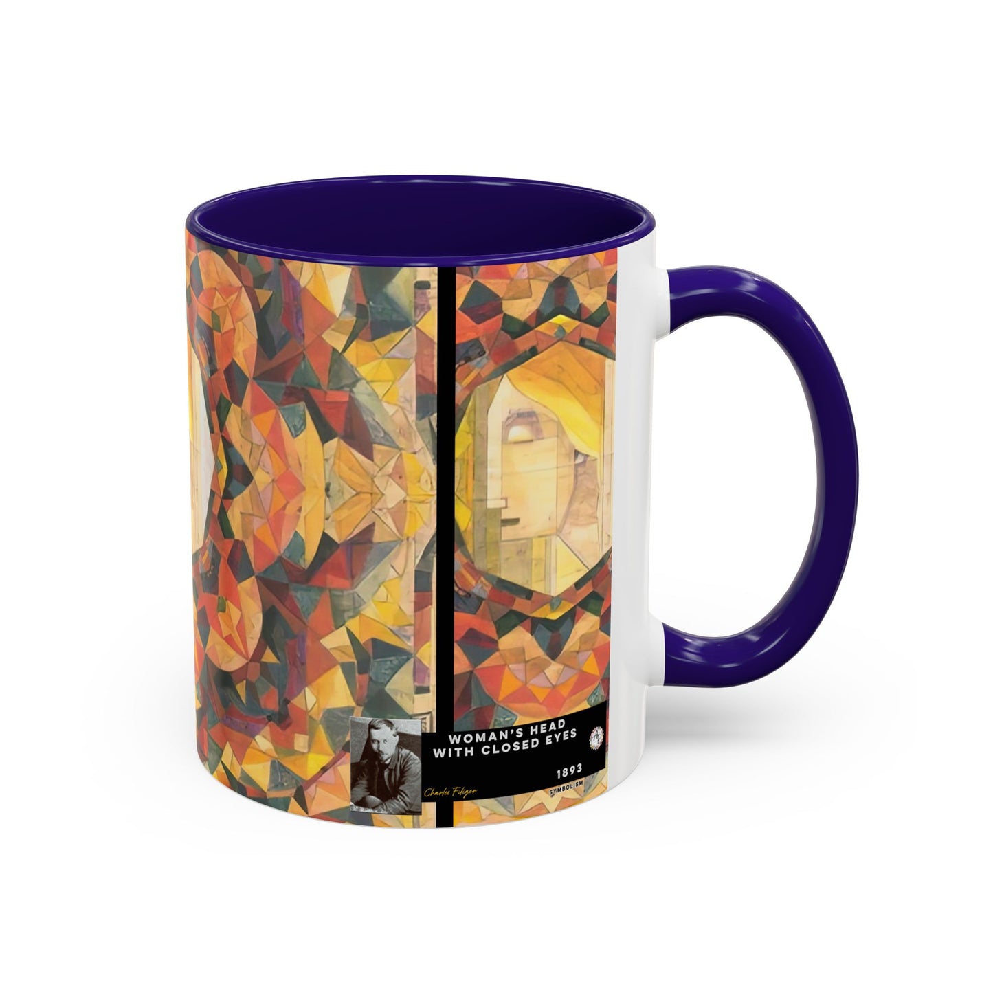 Filiger, Charles - Woman’s Head with Closed Eyes (1893) - Colorful Accent Mugs