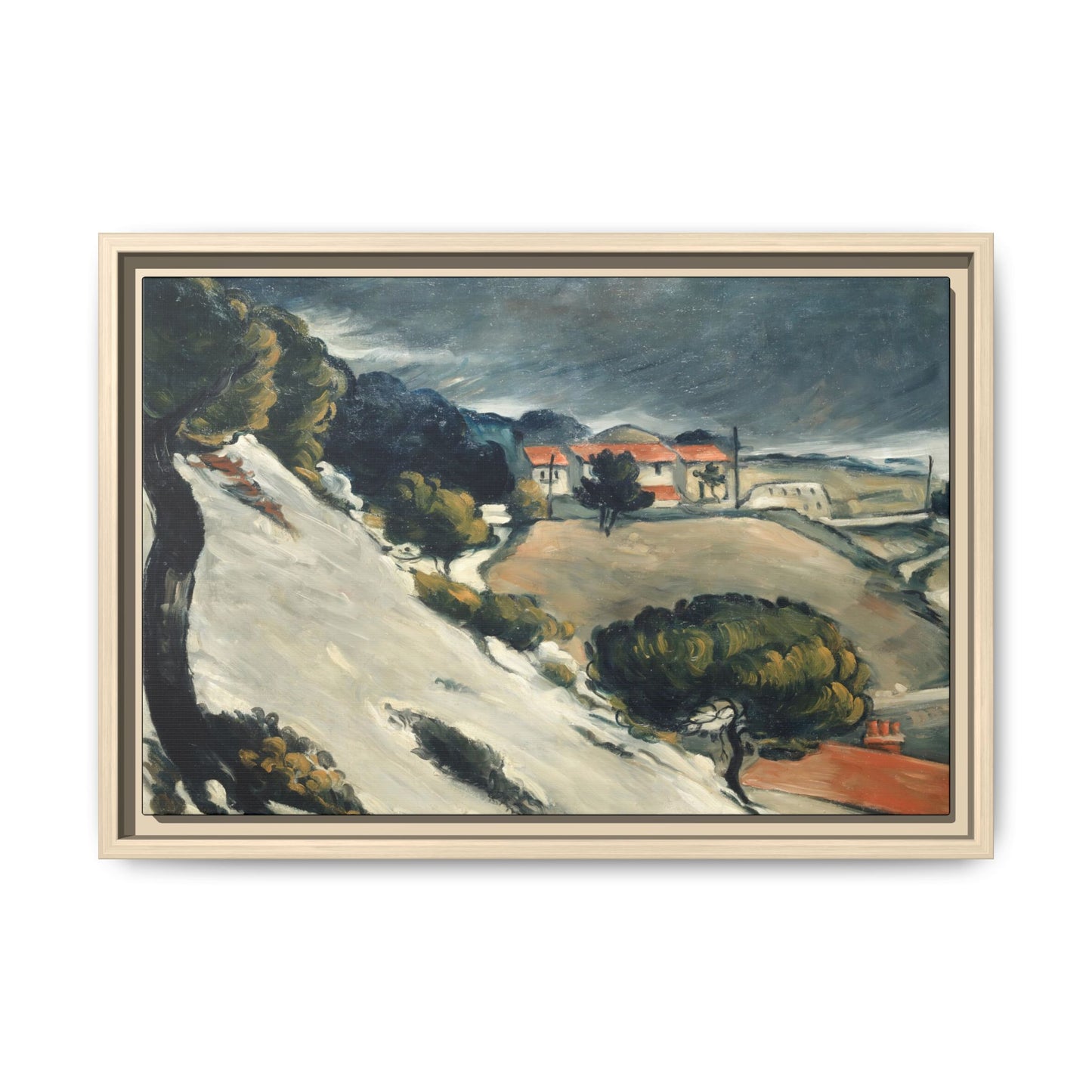 Cézanne, Paul - L’Estaque, Melting Snow (1870) - Matte Canvas, Framed