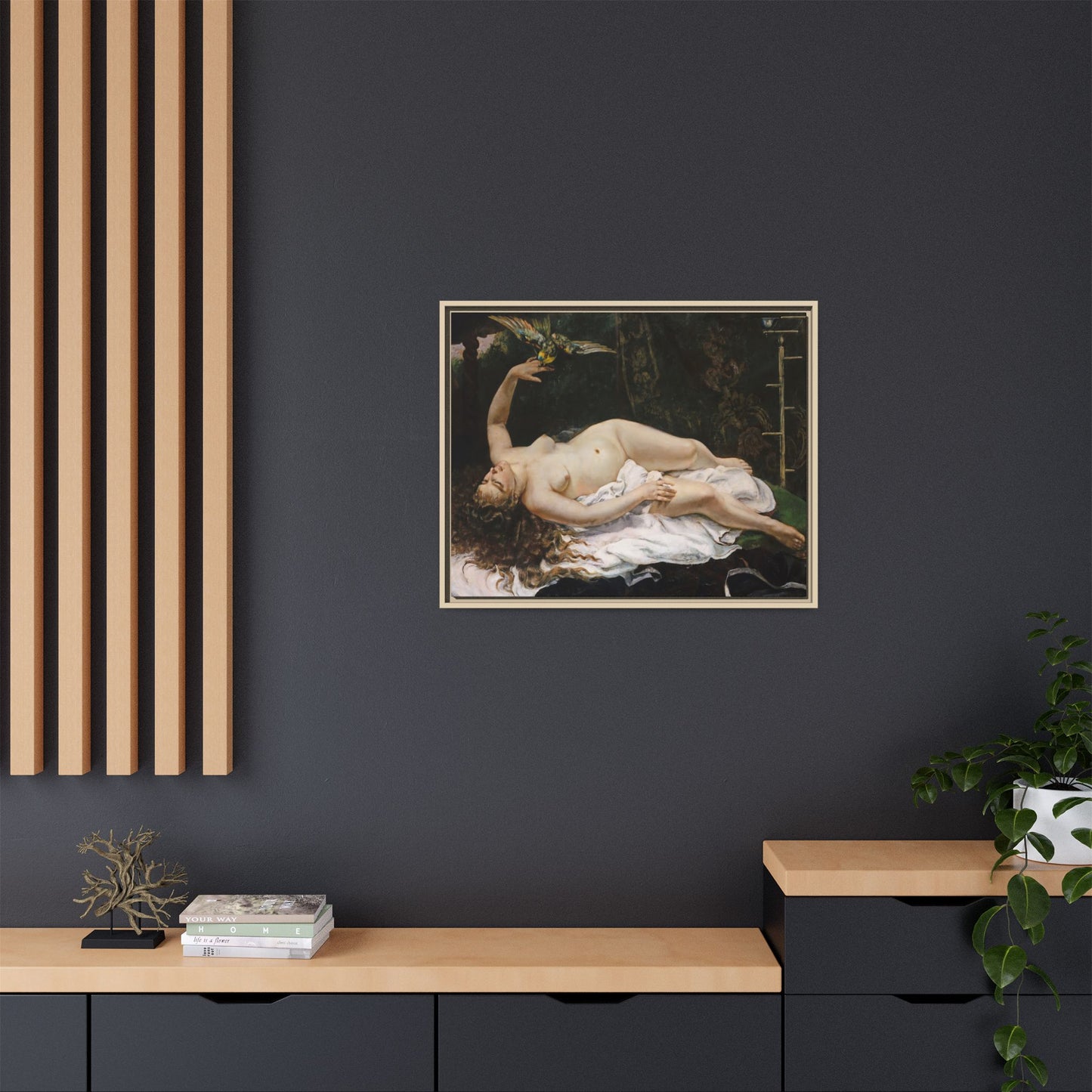 Courbet, Gustave - Woman with a Parrot (1866) - Matte Canvas, Framed