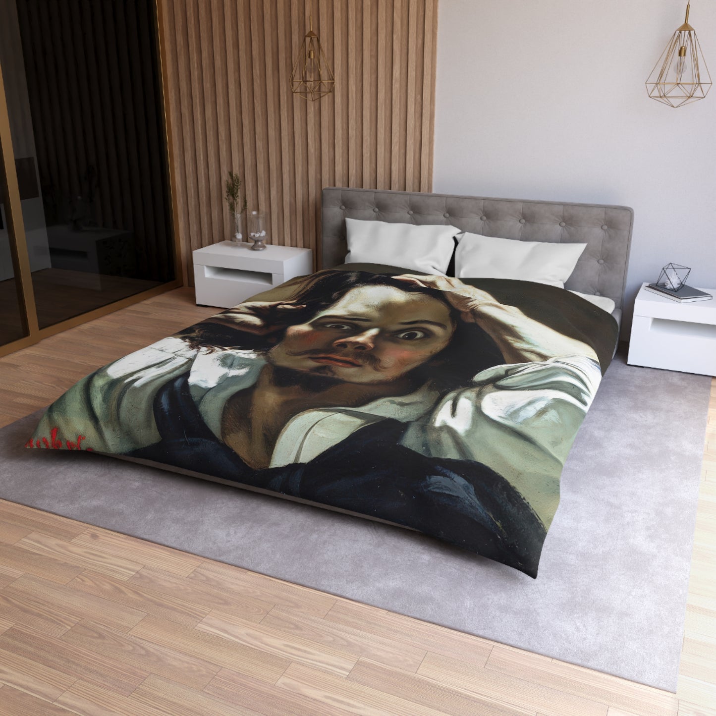 Courbet, Gustave - The Desperate Man (1843) - Microfiber Duvet Cover