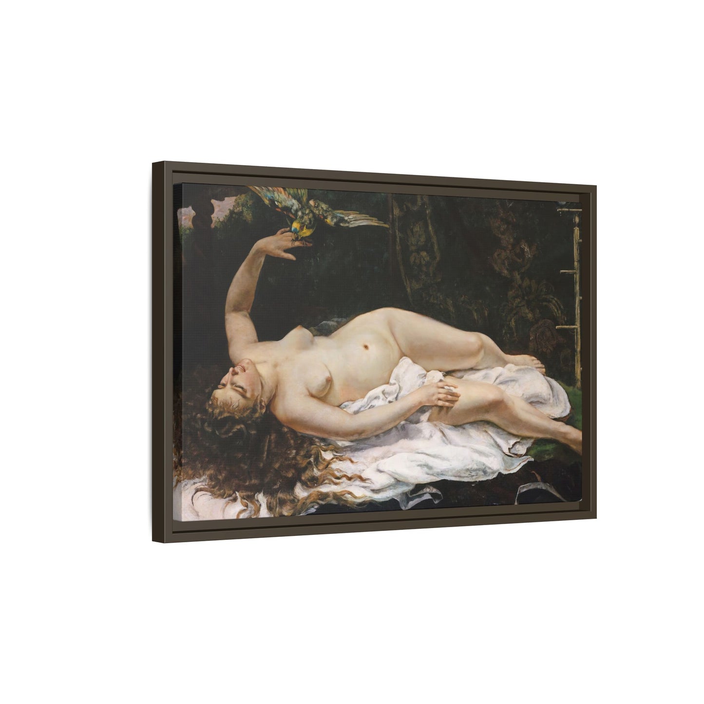 Courbet, Gustave - Woman with a Parrot (1866) - Matte Canvas, Framed