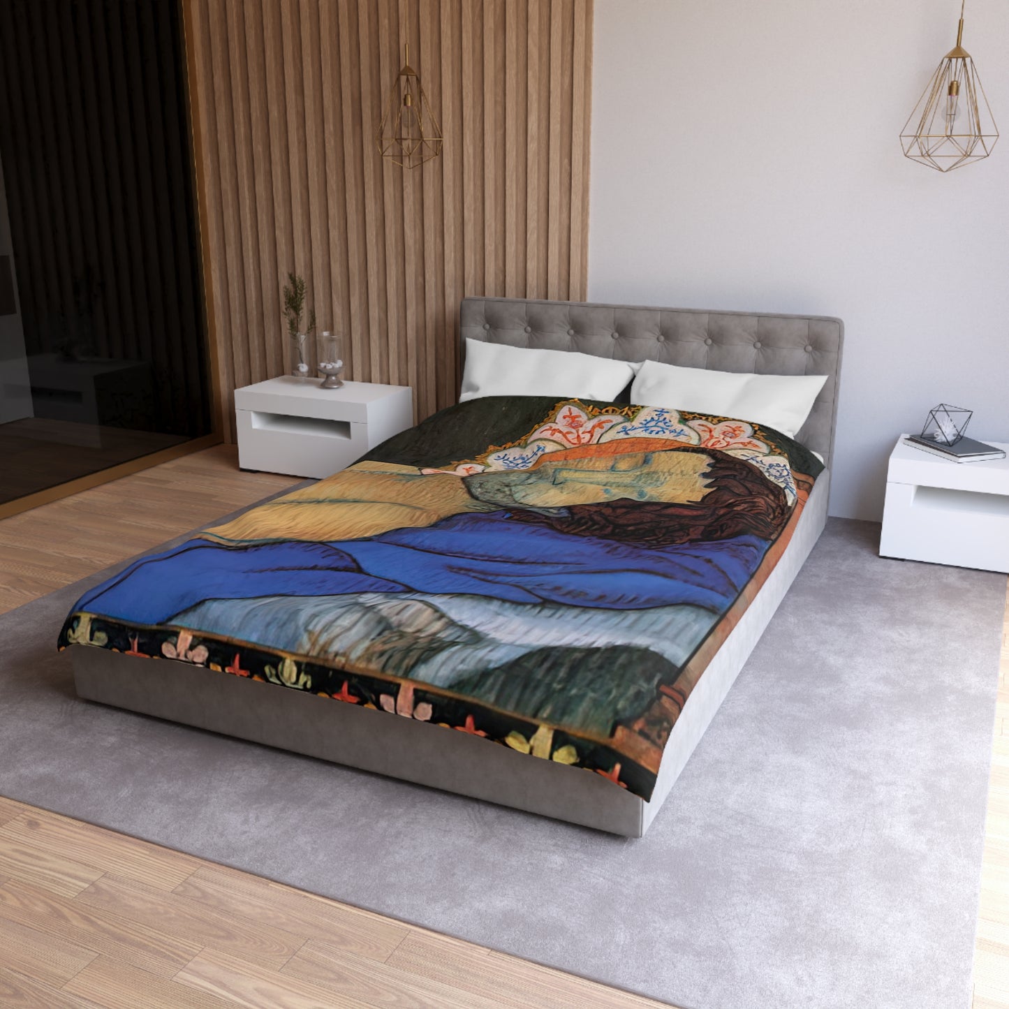 Filiger, Charles - The Recumbent Christ (1895) - Microfiber Duvet Cover