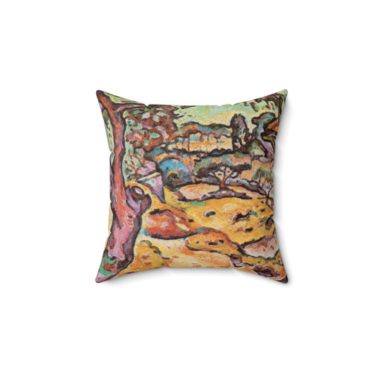 Braque, Georges - Olive Tree near L'Estaque (1906) - Suede Square Pillow